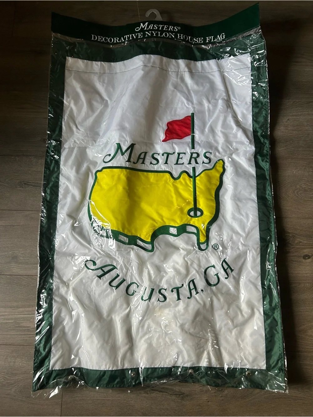 Masters White House Flag with Yellow Augusta Map, Green Border and Red Pin